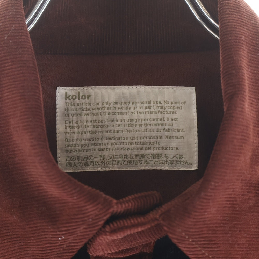 kolor(カラー) 24AW Western Shirt ロゴ刺繍ウエスタンシャツ 24WCM-B03117 ブラウン