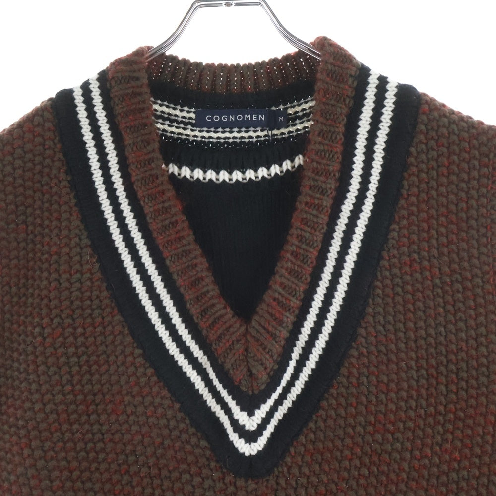 NO BRAND(ノーブランド) COGNOMEN コグノーメン LAYERED KNIT VEST レイヤードニットベスト Vネックニットベスト WA-KN-U03 バーガンディー