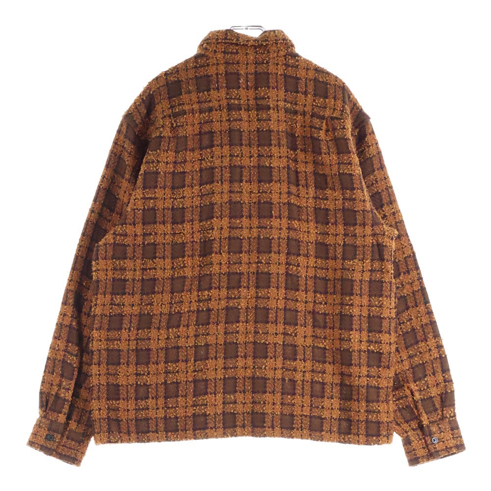 SUPREME(シュプリーム) 24AW Boucle Zip Up Shirt ブークレジップアップシャツ ジップアップツイード長袖シャツ ブラウン