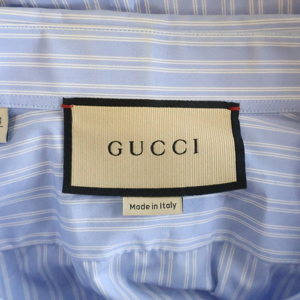 GUCCI(グッチ) Chest Pocket Stripe Cotton Shirt チェストポケットストライプコットンシャツ コットン長袖シャツ 703396ZAI4C ブルー