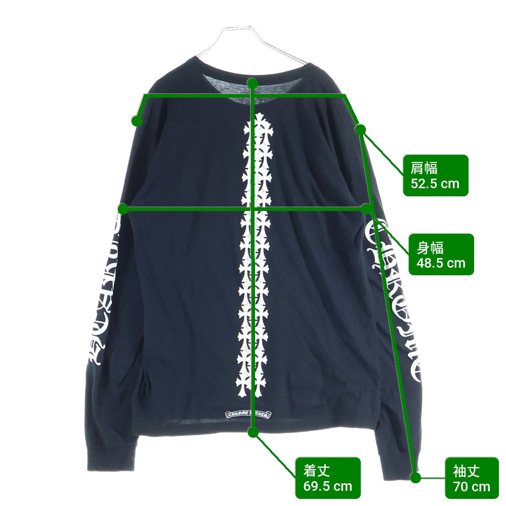 CHROME HEARTS(クロムハーツ) Cemetery Cross Tire Track L/S Tee セメタリークロスタイヤトラックロングスリーブ長袖Tシャツ ブラック