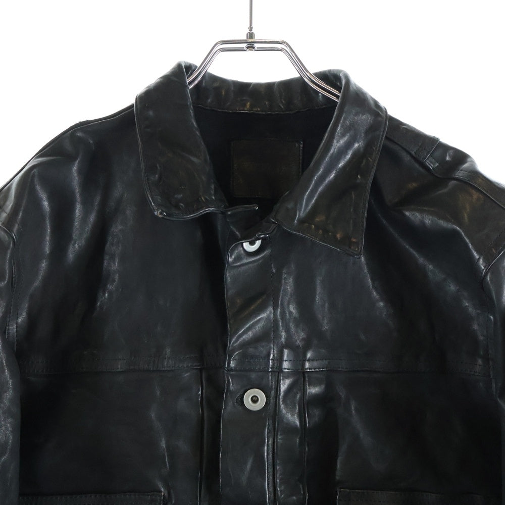 ISAMU KATAYAMA BACKLASH(イサムカタヤマバックラッシュ) 2ndType イタリーショルダー カウレザー 2ndType レザートラッカージャケット 製品染め ブラック