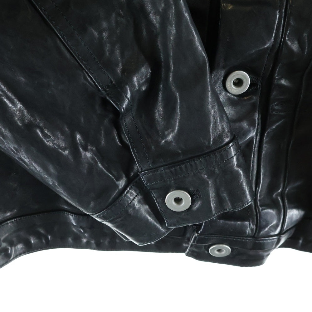 ISAMU KATAYAMA BACKLASH(イサムカタヤマバックラッシュ) 2ndType イタリーショルダー カウレザー 2ndType レザートラッカージャケット 製品染め ブラック