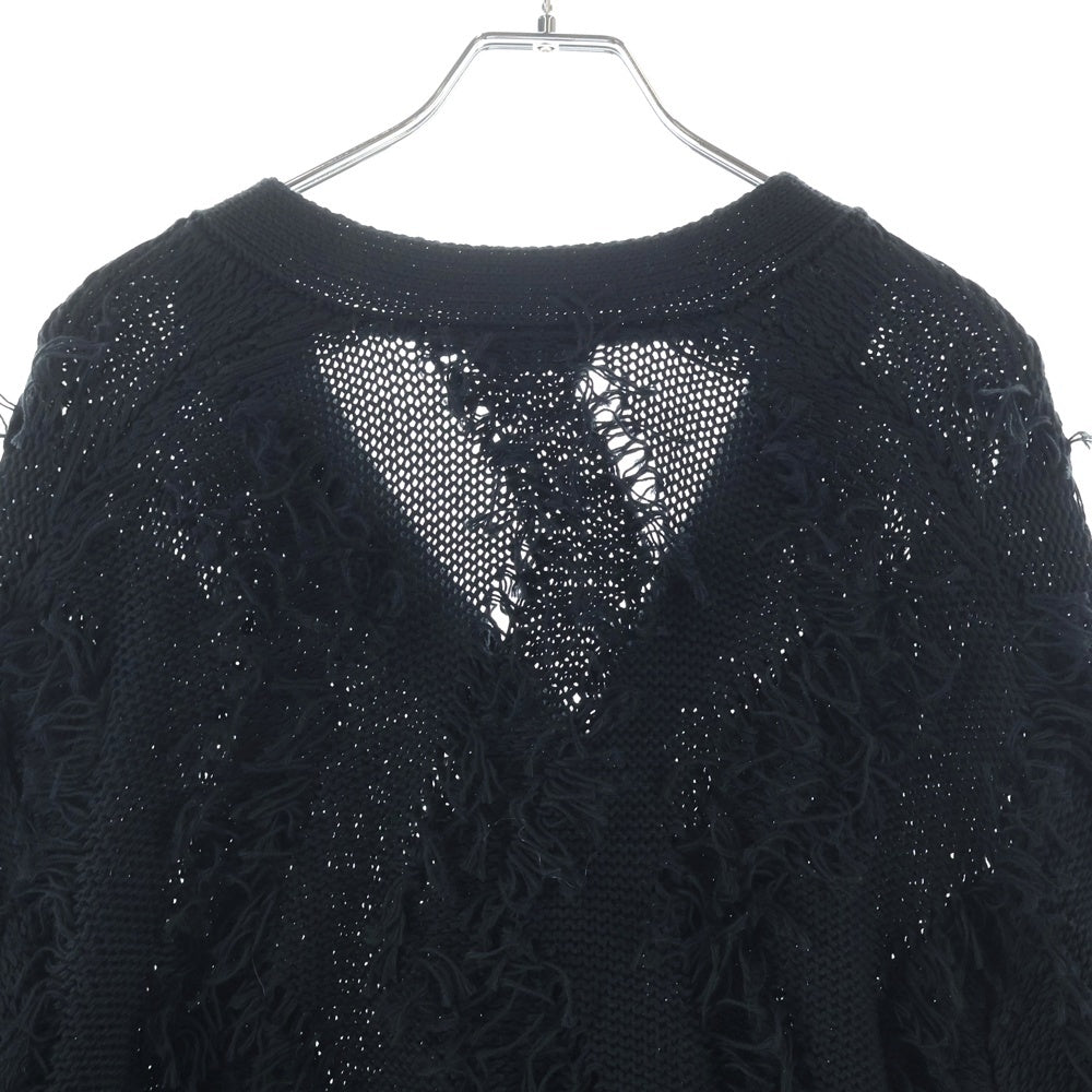 LAD MUSICIAN(ラッドミュージシャン) 24SS Low Gauge Fringe Cardigan ローゲージフリンジカーディガン フリンジ加工ニットカーディガン 2125-021 ブラック
