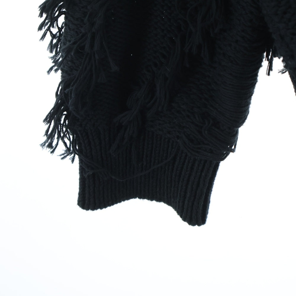 LAD MUSICIAN(ラッドミュージシャン) 24SS Low Gauge Fringe Cardigan ローゲージフリンジカーディガン フリンジ加工ニットカーディガン 2125-021 ブラック