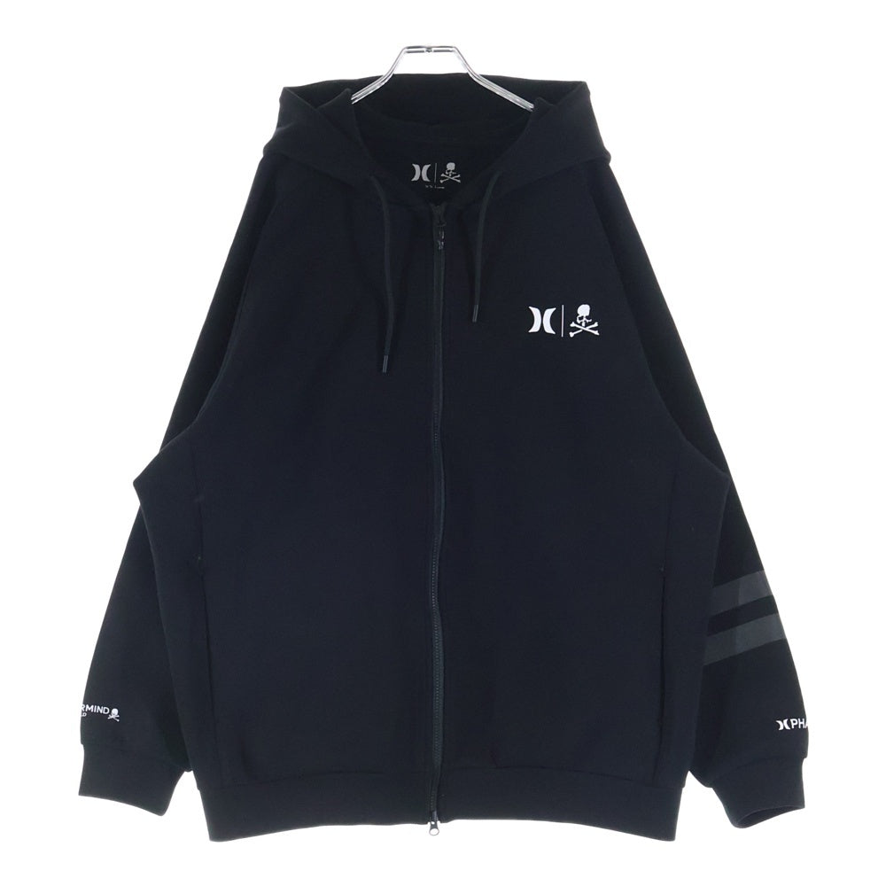 mastermind JAPAN(マスターマインドジャパン) ×Hurley Phantom Full Zip Hoodie ハーレー ファントムフルジップフーディー ロゴプリントジップアップパーカー ブラック