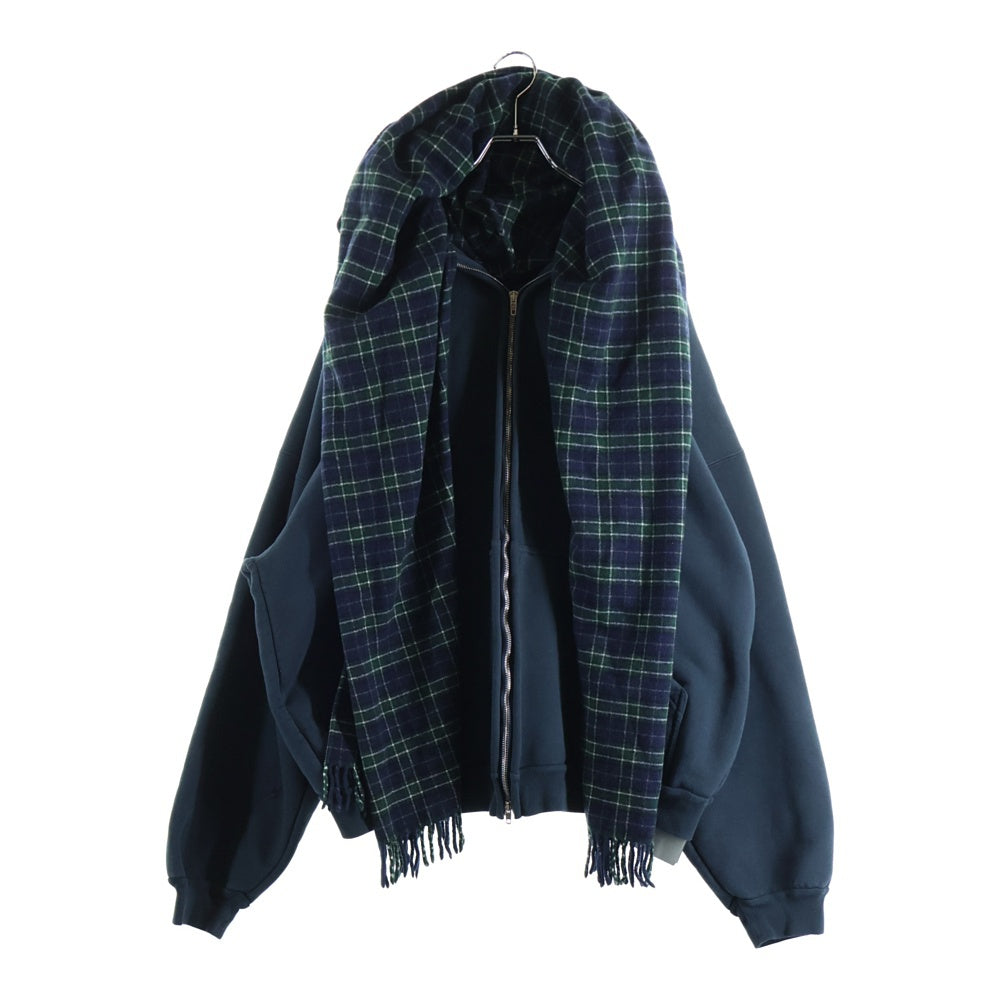 BALENCIAGA(バレンシアガ) Scarf Zip-Up Hoodie 794747 TQVM2 スカーフ ジップアップ フーディー ブラック