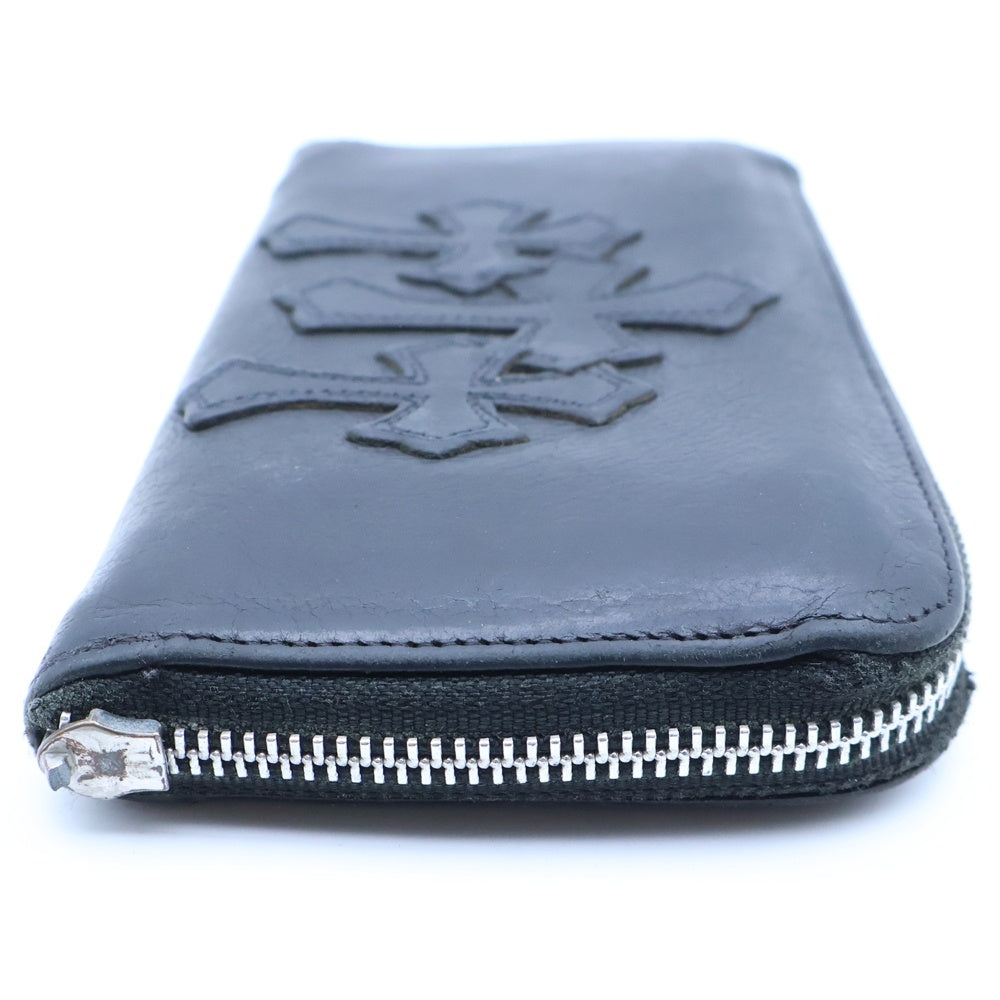 CHROME HEARTS(クロムハーツ) REC F ZIP 3クロス ラウンドジップレザーウォレット 財布 ブラック BCA368