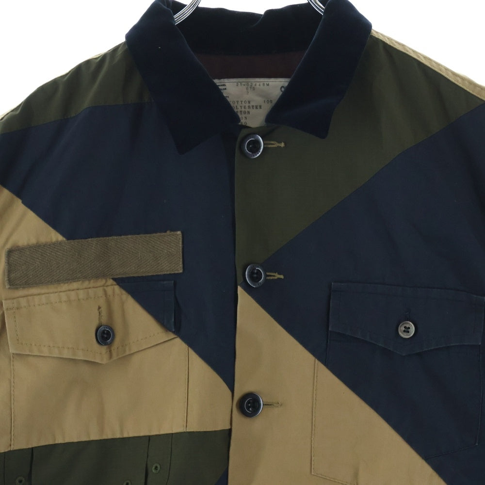 Sacai(サカイ) 21SS Hank Willis Thomas Solid Mix Shirt ツイル 切替