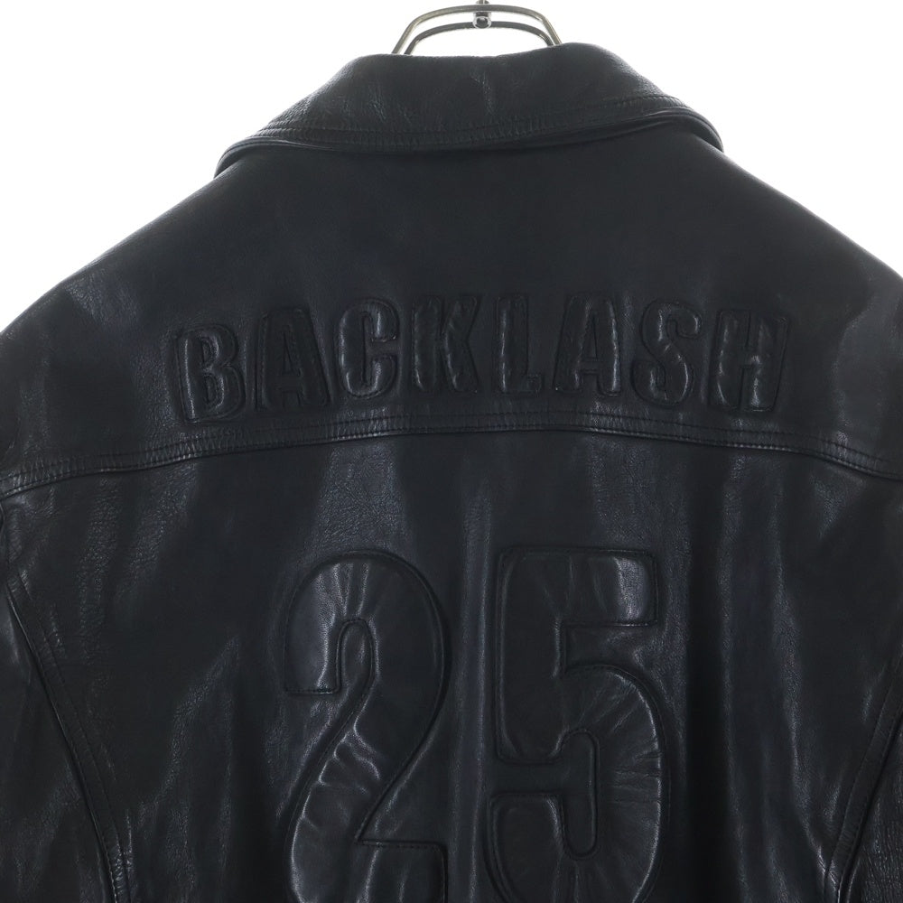 Yohji Yamamoto(ヨウジヤマモト) ×Back Lash ''BACKLASH 25'' Motorcycle Jacket 25周年限定 モーターサイクルジャケット ロゴレザーパッチライダースジャケット HO-Y90-732