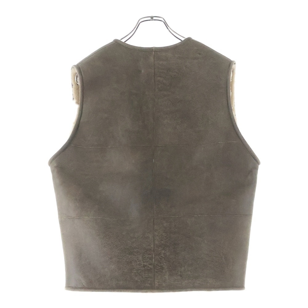 ASTRAET(アストラット) SAMPLE Mouton Zip Vest ムートンジップベスト クラックレザーボアベスト 5499-199-3444 ブラウン