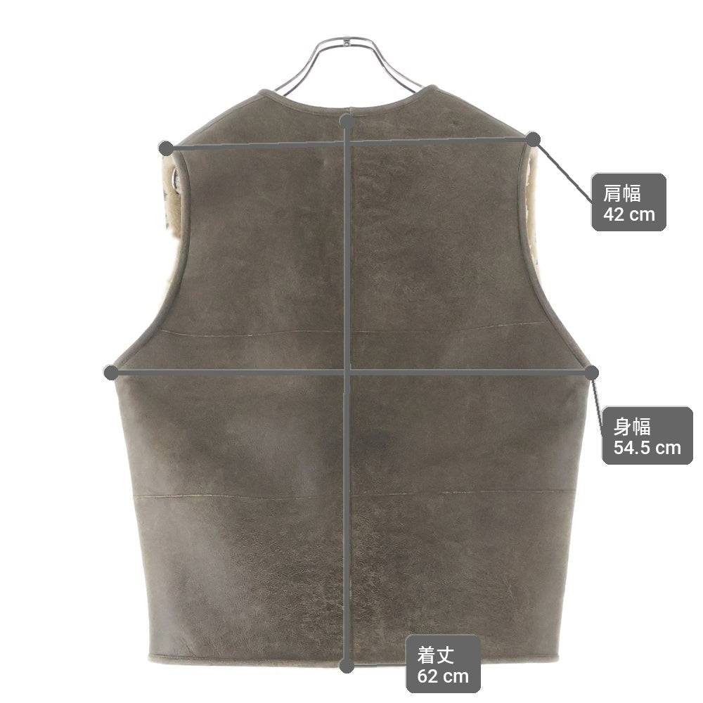 ASTRAET(アストラット) SAMPLE Mouton Zip Vest ムートンジップベスト クラックレザーボアベスト 5499-199-3444 ブラウン