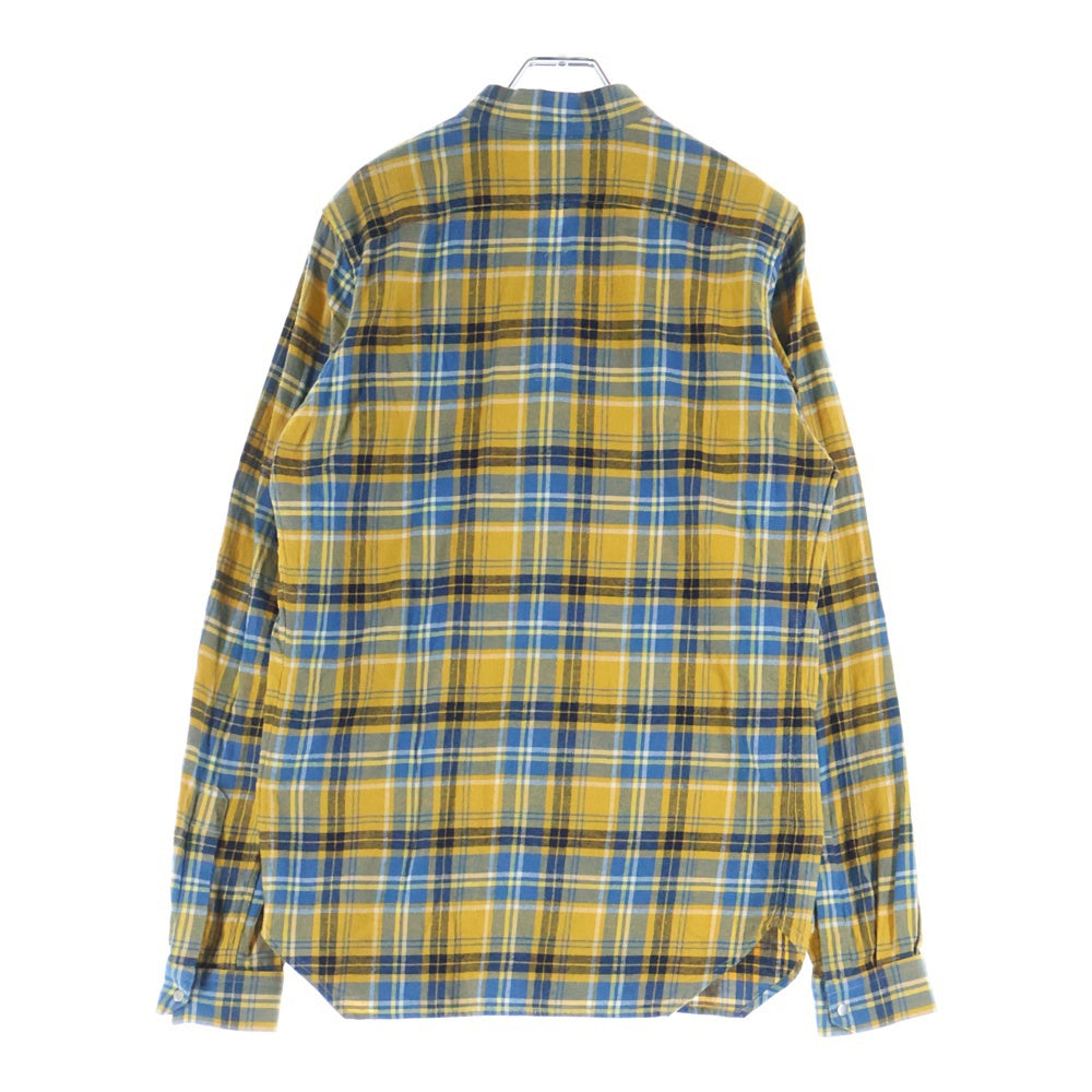 Rick Owens(リックオウエンス) 21SS PHLEGETHON Snap Collar Faun Shirts プレゲトン期 スナップカラーファウンシャツ スナップボタンチェック長袖シャツ RU21S6290-CP イエロー
