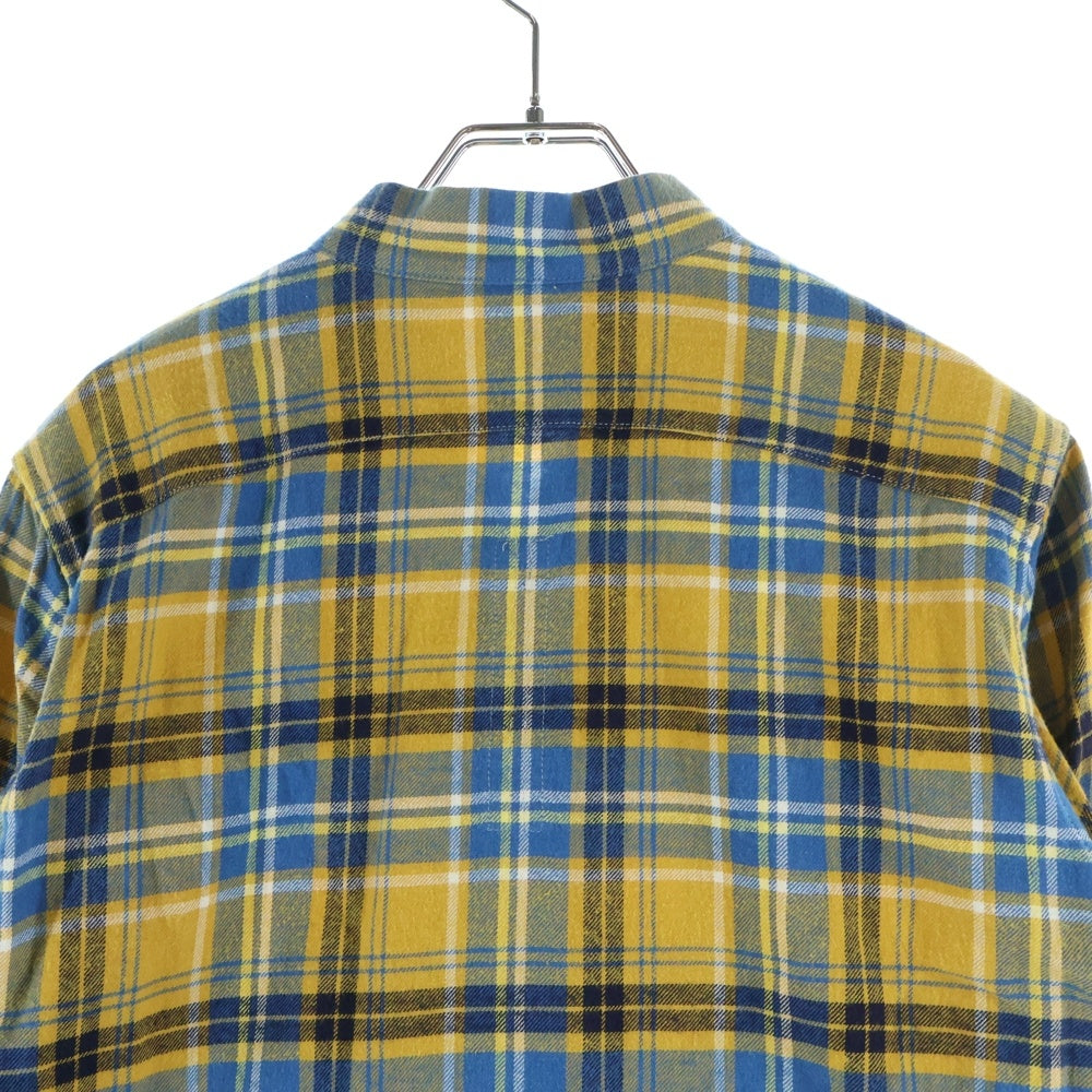 Rick Owens(リックオウエンス) 21SS PHLEGETHON Snap Collar Faun Shirts プレゲトン期 スナップカラーファウンシャツ スナップボタンチェック長袖シャツ RU21S6290-CP イエロー