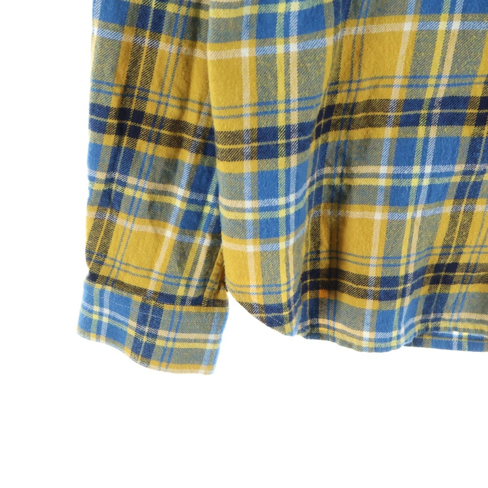 Rick Owens(リックオウエンス) 21SS PHLEGETHON Snap Collar Faun Shirts プレゲトン期 スナップカラーファウンシャツ スナップボタンチェック長袖シャツ RU21S6290-CP イエロー