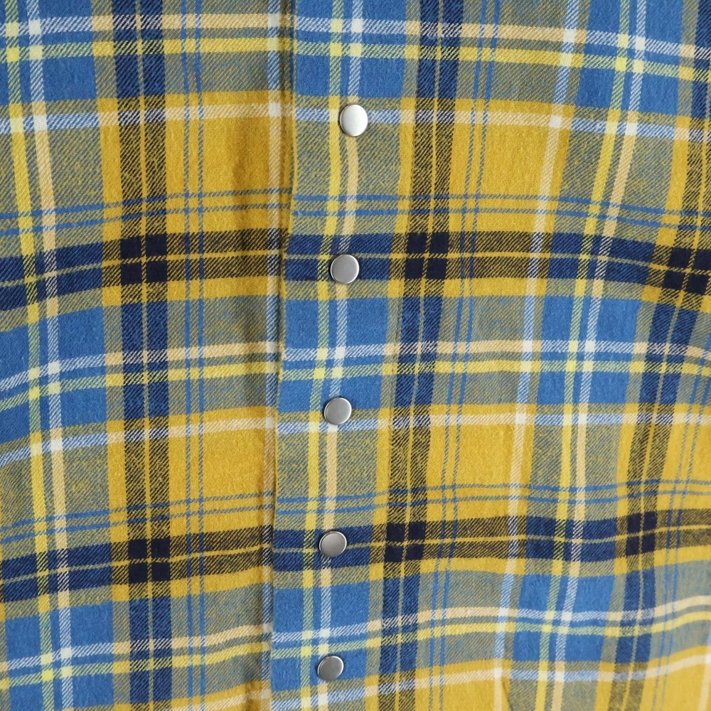 Rick Owens(リックオウエンス) 21SS PHLEGETHON Snap Collar Faun Shirts プレゲトン期 スナップカラーファウンシャツ スナップボタンチェック長袖シャツ RU21S6290-CP イエロー
