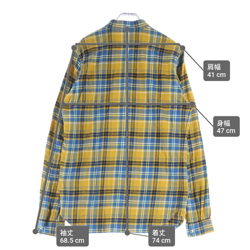 Rick Owens(リックオウエンス) 21SS PHLEGETHON Snap Collar Faun Shirts プレゲトン期 スナップカラーファウンシャツ スナップボタンチェック長袖シャツ RU21S6290-CP イエロー