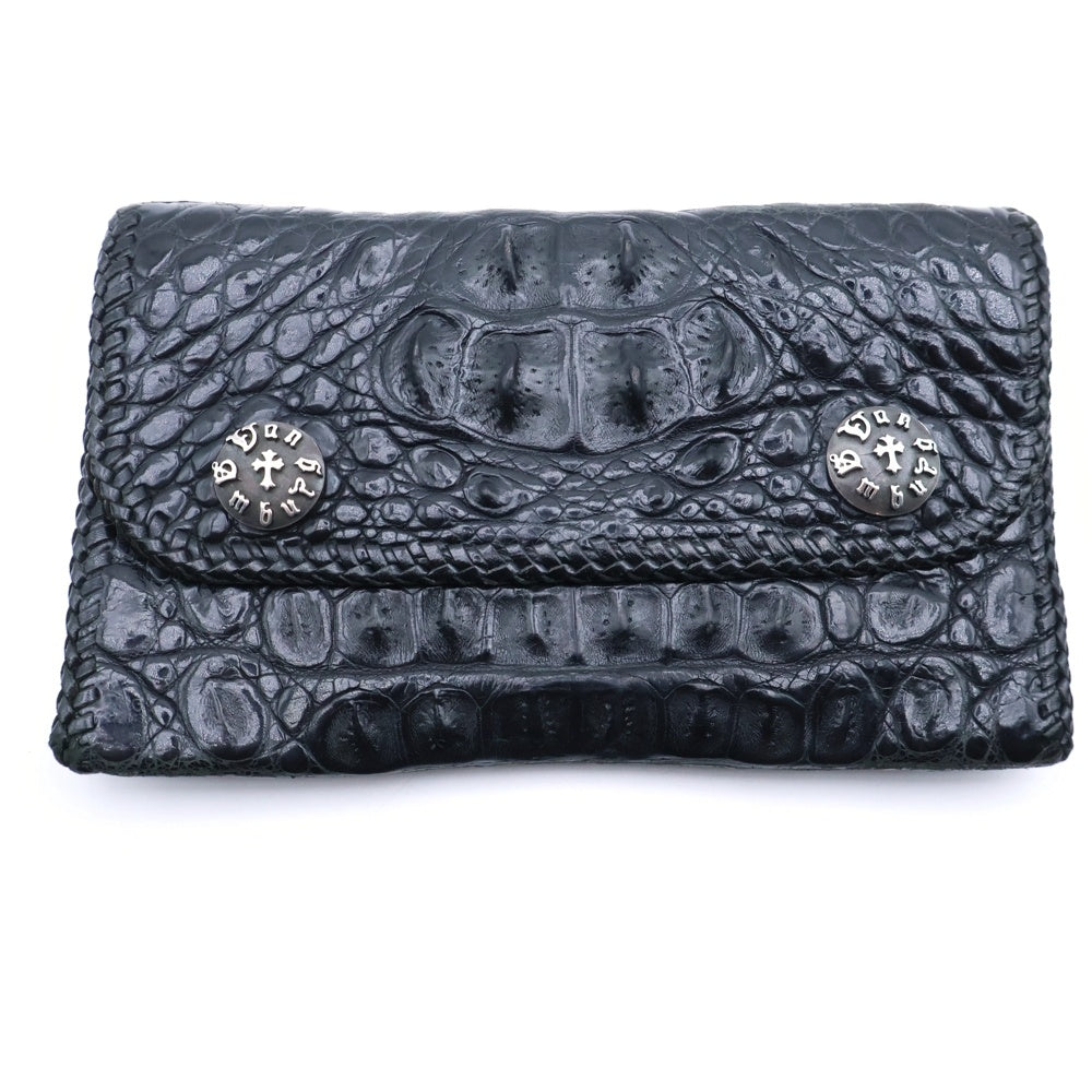 VAN AMBURG(ヴァンアンバーグレザーズ) Crocodile Medium Biker Wallet クロコダイルミディアムバイカーウォレット 財布 ブラック