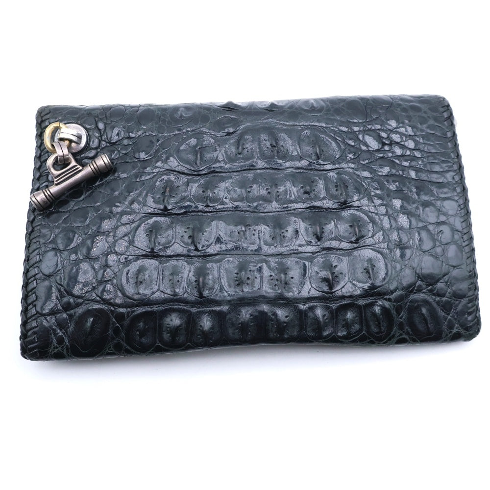 VAN AMBURG(ヴァンアンバーグレザーズ) Crocodile Medium Biker Wallet クロコダイルミディアムバイカーウォレット 財布 ブラック