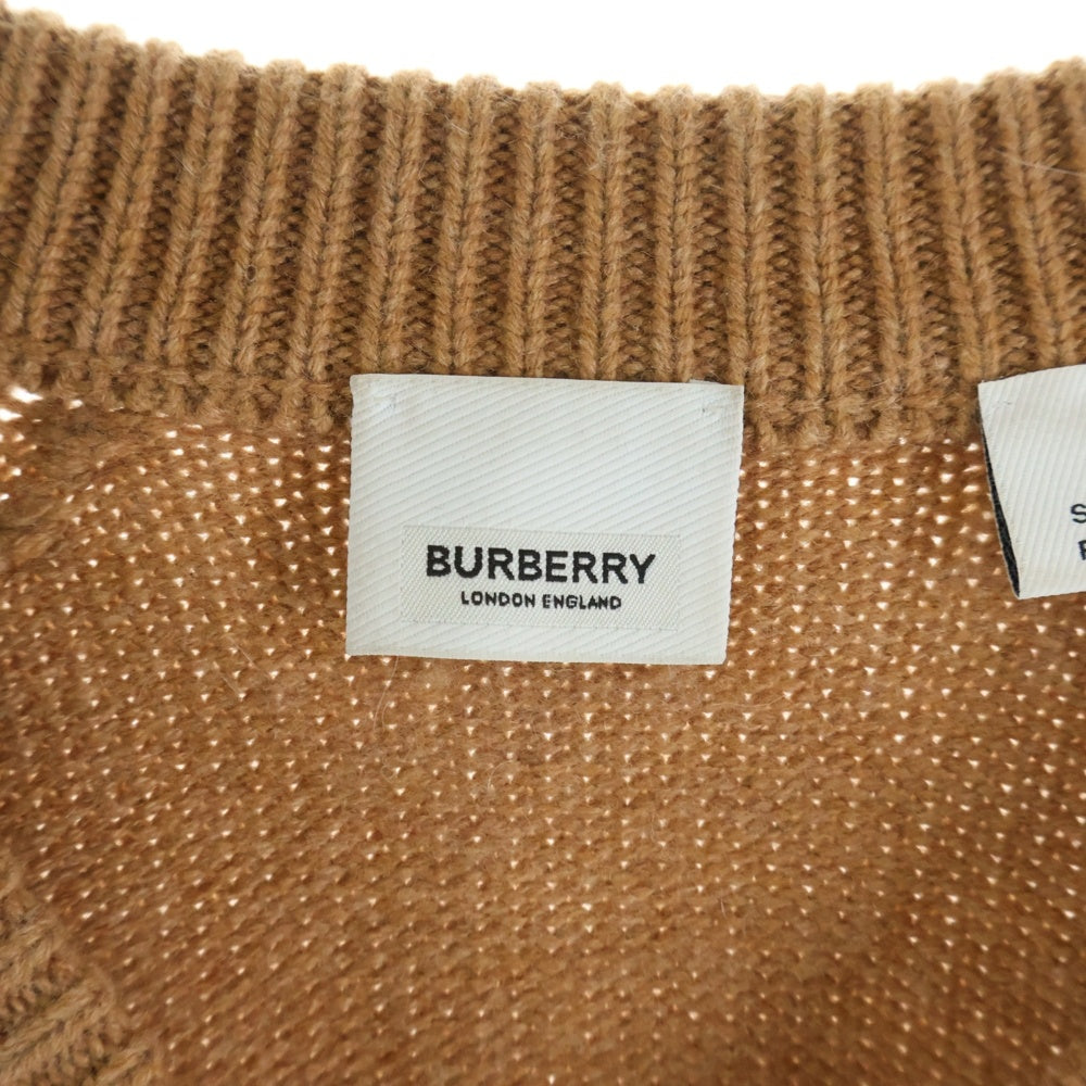 BURBERRY(バーバリー) Vネック チェック柄 アーガイルカットアウトニット セーター ブラウン レディース 8037240