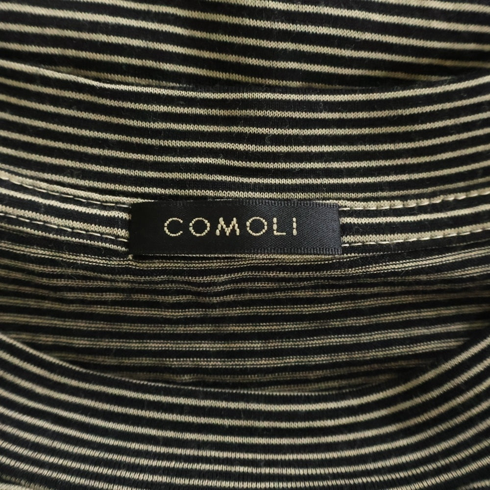 COMOLI(コモリ) Summer Wool S/S T-Shirts サマーウール半袖Tシャツ クルーネックボーダーカットソー Z01-05023 ブラック/ホワイト