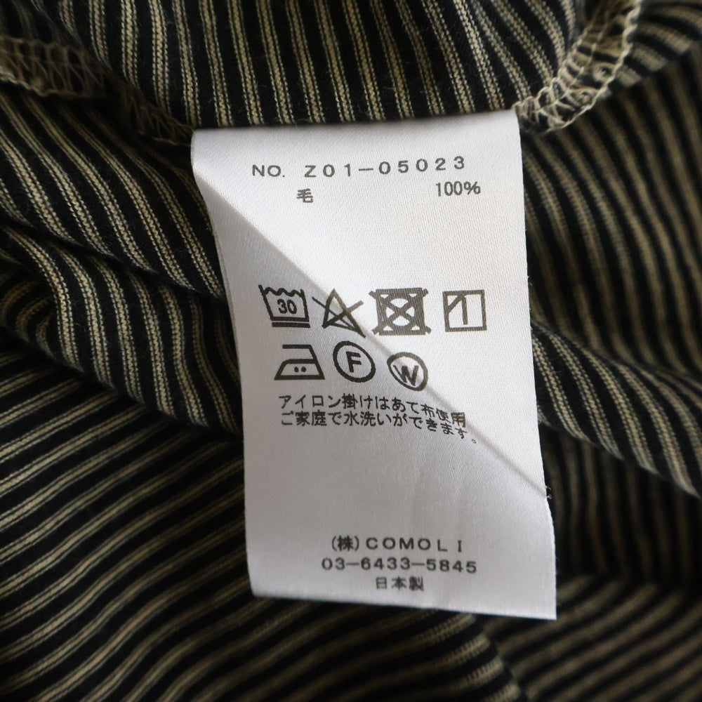 COMOLI(コモリ) Summer Wool S/S T-Shirts サマーウール半袖Tシャツ クルーネックボーダーカットソー Z01-05023 ブラック/ホワイト