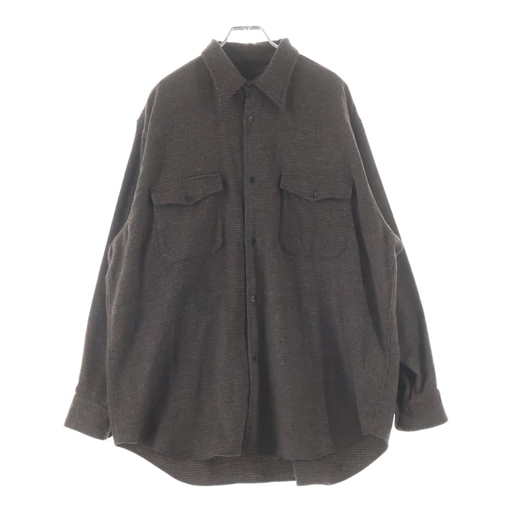 COMOLI(コモリ) Wool/Cashmere ハウンドトゥース CPO ボタンダウン長袖シャツ W03-02012 ブラウン