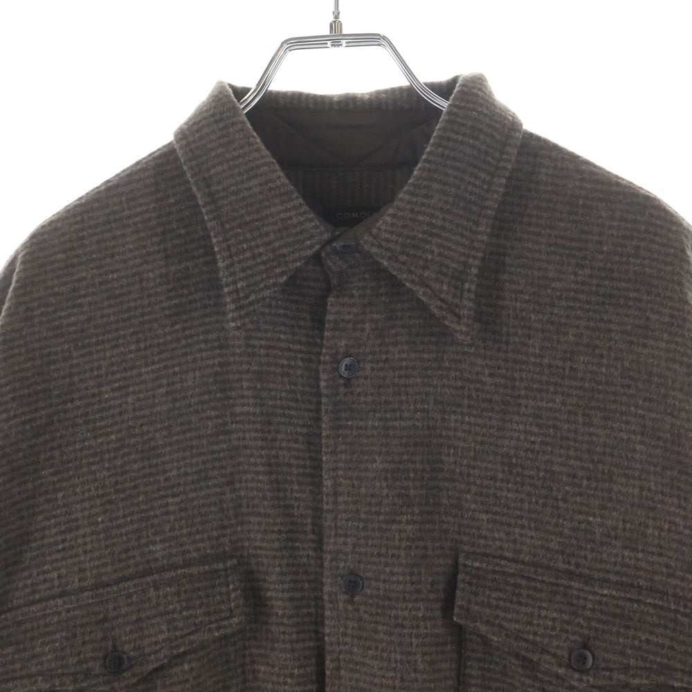 COMOLI(コモリ) Wool/Cashmere ハウンドトゥース CPO ボタンダウン長袖シャツ W03-02012 ブラウン