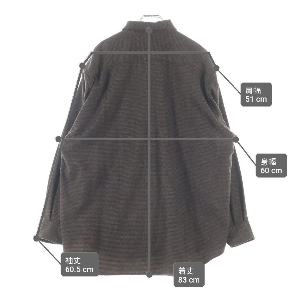 COMOLI(コモリ) Wool/Cashmere ハウンドトゥース CPO ボタンダウン長袖シャツ W03-02012 ブラウン
