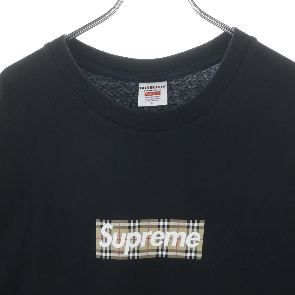 SUPREME(シュプリーム) 22SS ×BURBERRY Box Logo Tee バーバリー ボックスロゴ クルーネック半袖Tシャツカットソー ブラック