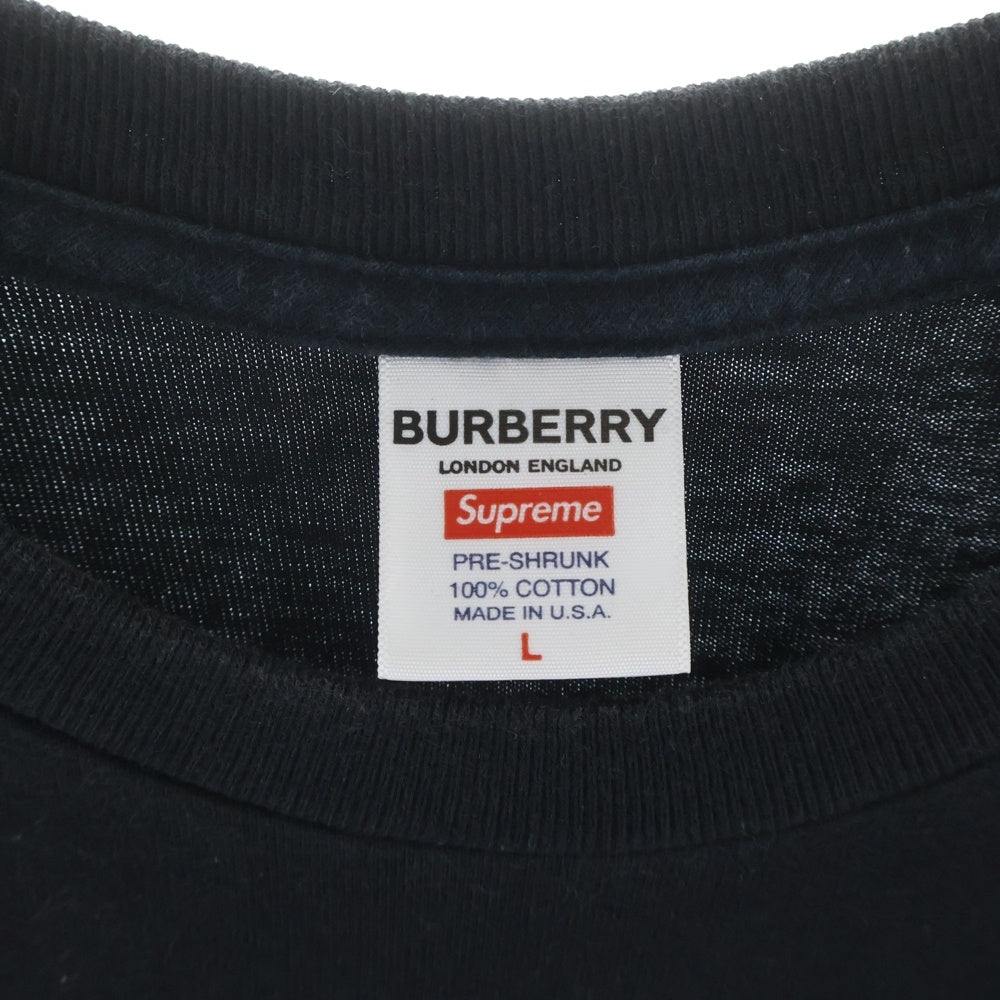 SUPREME(シュプリーム) 22SS ×BURBERRY Box Logo Tee バーバリー ボックスロゴ クルーネック半袖Tシャツカットソー ブラック