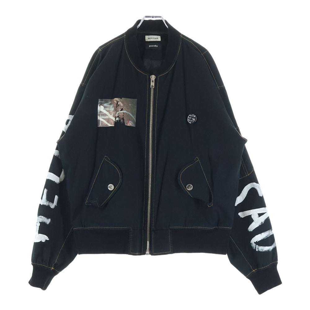 GUERNIKA(ゲルニカ) 19SS Paint Cotton MA-1 Jacket ペイントコットンMA-1ジャケット ジップアップブルゾン 19S-BSL071-RF ブラック