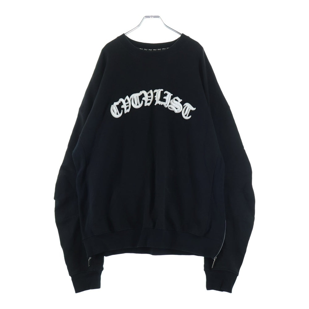 cvtvlist(カタリスト) Usual Zip Crewneck ユージュアルジップクルーネック ロゴ刺繍サイドジップスウェットシャツ 2401010301 ブラック