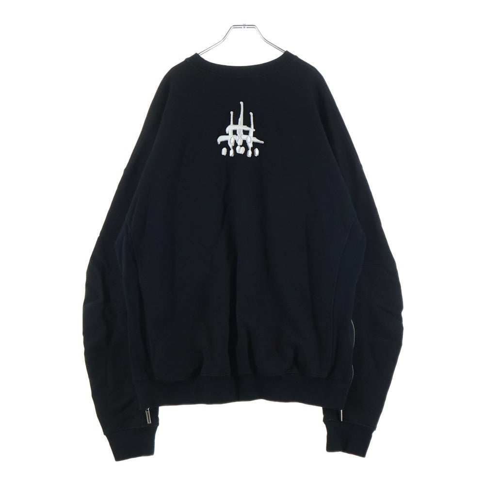 cvtvlist(カタリスト) Usual Zip Crewneck ユージュアルジップクルーネック ロゴ刺繍サイドジップスウェットシャツ 2401010301 ブラック