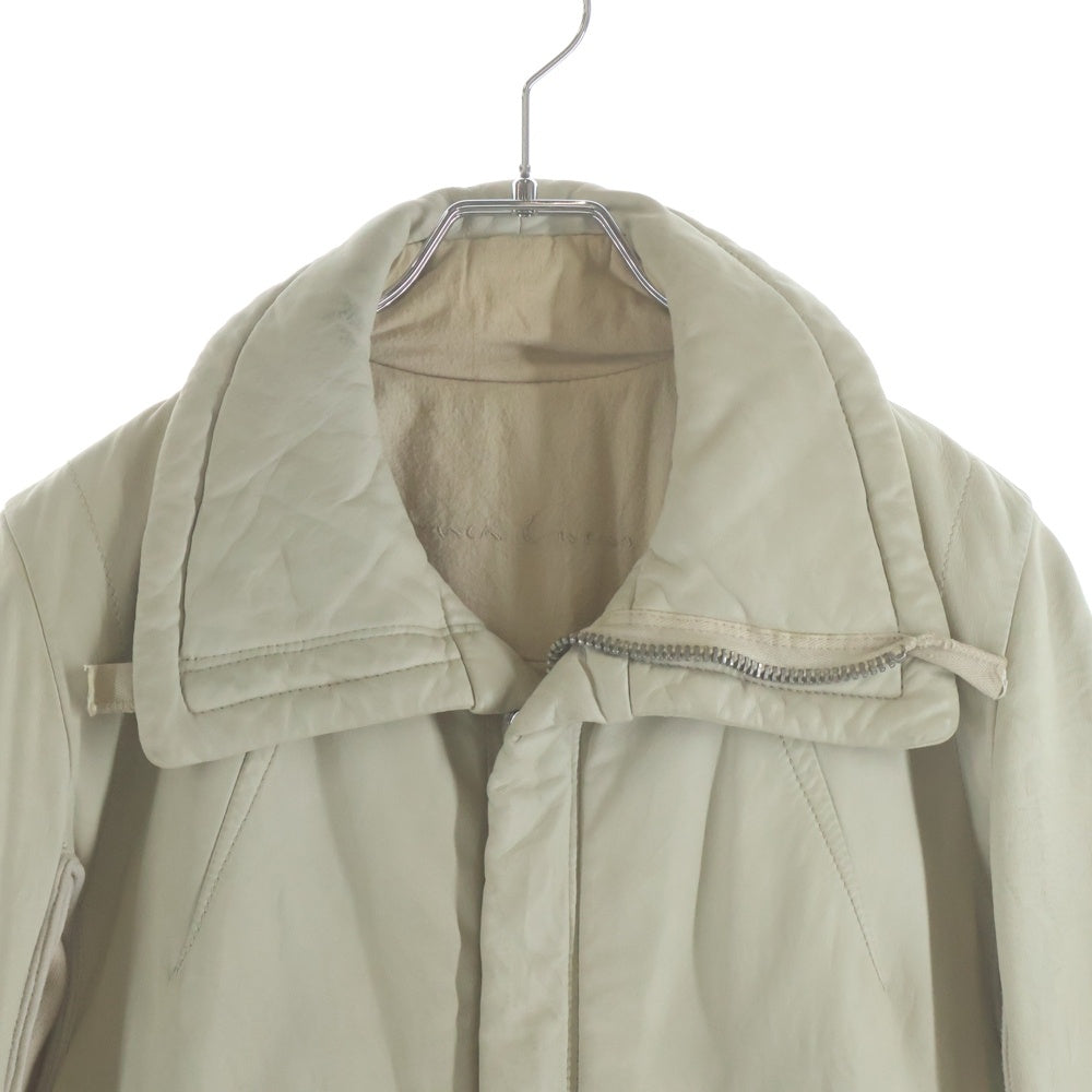 Rick Owens(リックオウエンス) ARCHIVE Olmar and Mirta Lamb Leather Jacket オルマー&ミルタ期 ラムレザージャケット ジップアップハイネックレザージャケット RO6730 クリーム