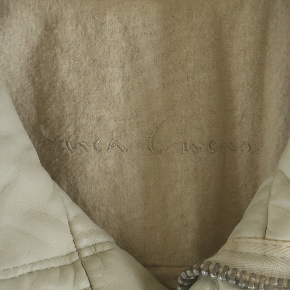 Rick Owens(リックオウエンス) ARCHIVE Olmar and Mirta Lamb Leather Jacket オルマー&ミルタ期 ラムレザージャケット ジップアップハイネックレザージャケット RO6730 クリーム