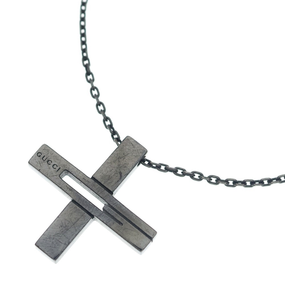 GUCCI(グッチ) Cut Out G Cross Pendant Necklace カットアウトGクロスペンダントネックレス SV925 228363 ブラック レディース