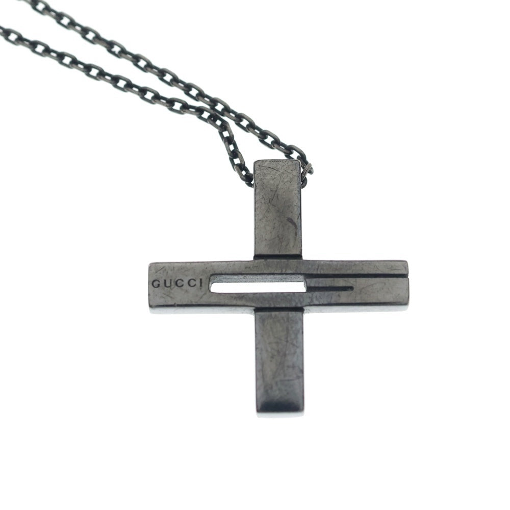 GUCCI(グッチ) Cut Out G Cross Pendant Necklace カットアウトGクロスペンダントネックレス SV925 228363 ブラック レディース