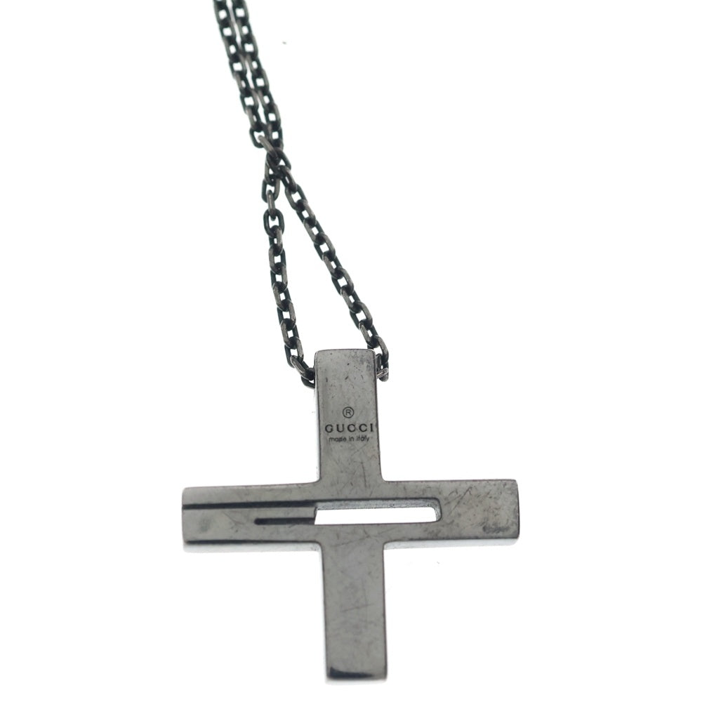 GUCCI(グッチ) Cut Out G Cross Pendant Necklace カットアウトGクロスペンダントネックレス SV925 228363 ブラック レディース