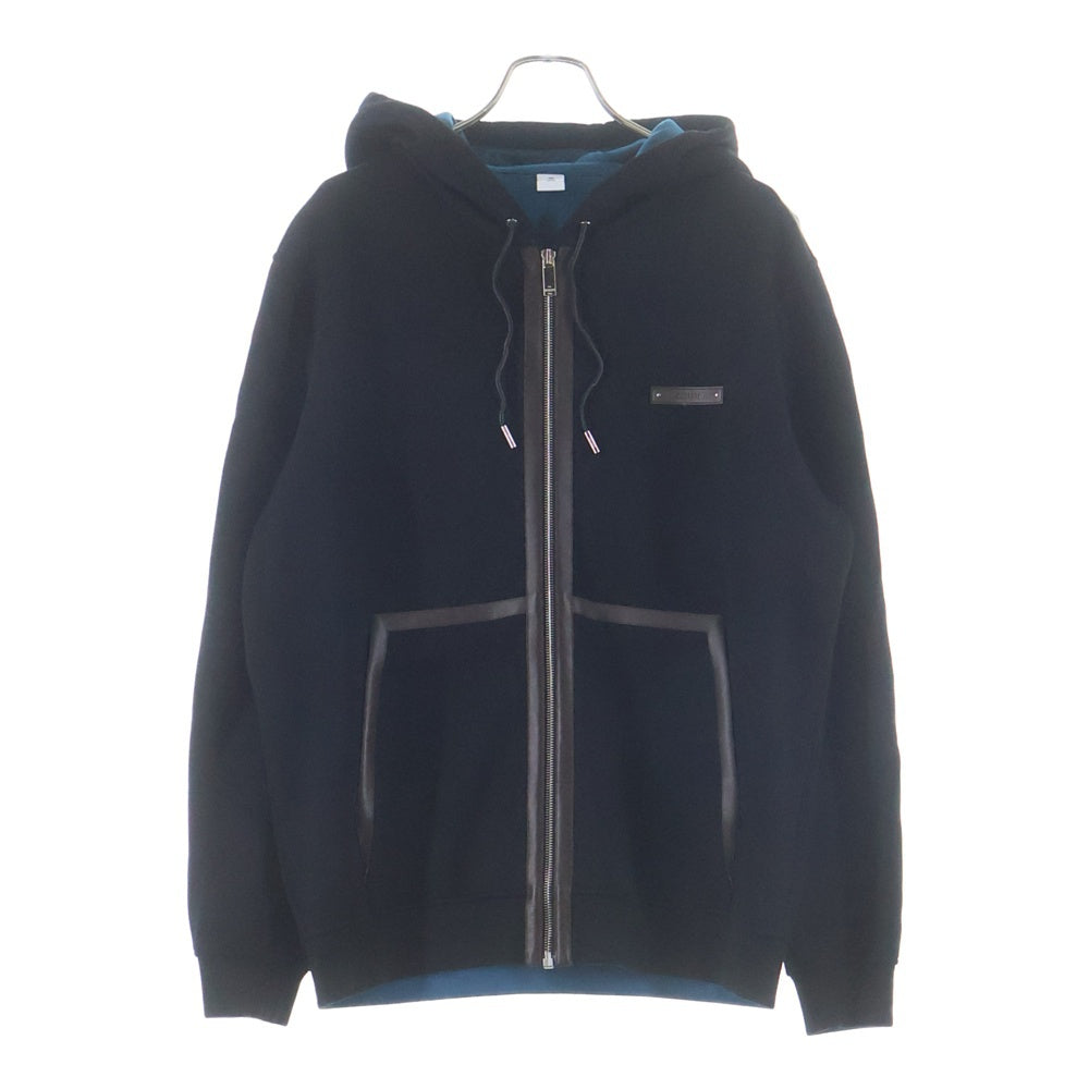 Berluti(ベルルッティ) レザーロゴ ボンティング ジップアップパーカー R2JZL21JAFL ブラック