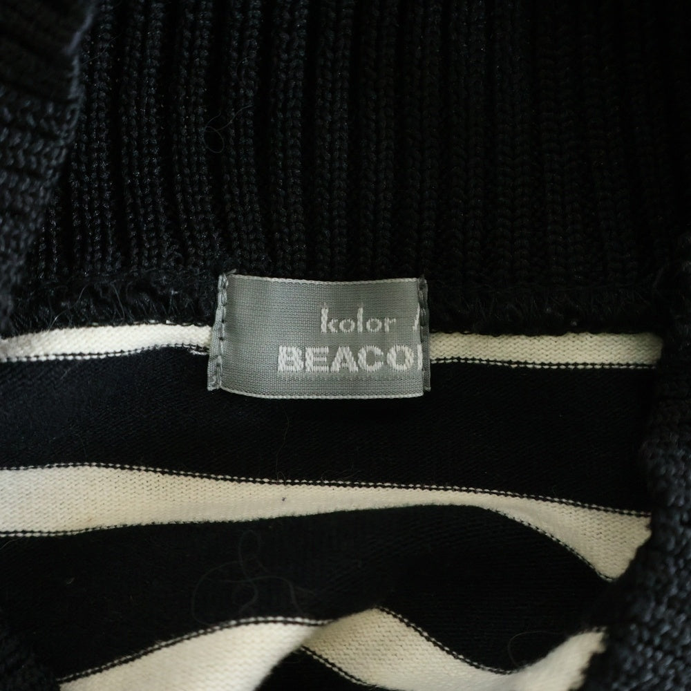 kolor(カラー) BEACON ビーコン ボーダー モックネック 長袖Tシャツ カットソー 20WBM-T07238 ブラック