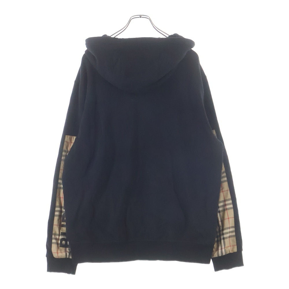 BURBERRY LONDON(バーバリーロンドン) 20AW ロゴプリント ヴィンテージチェック スウェットプルオーバーパーカー 8025684 ブラック