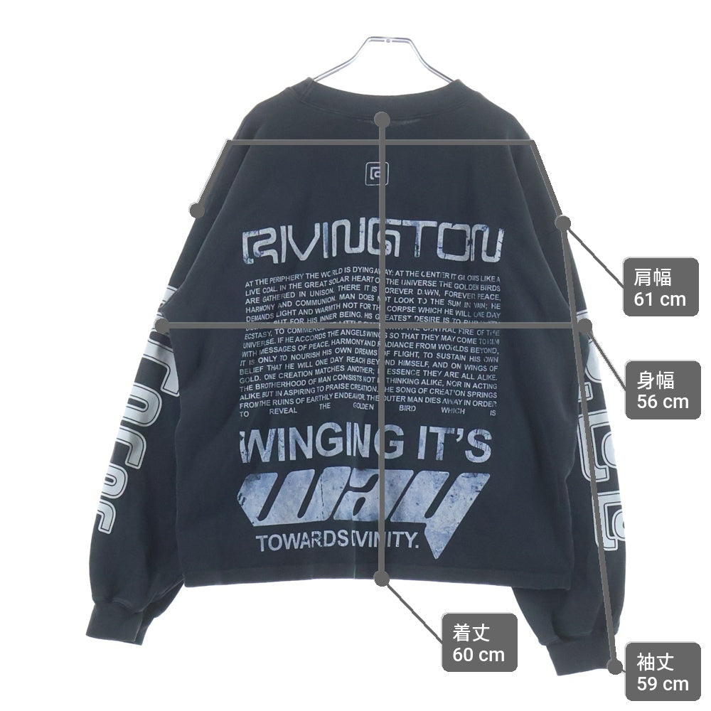 RRR123 RIVINGTON roi Rebis(リヴィントンロイレビス) GARDEN L/S TEE ガーデンロングスリーブティー ロゴプリント長袖Tシャツ カットソー ブラック