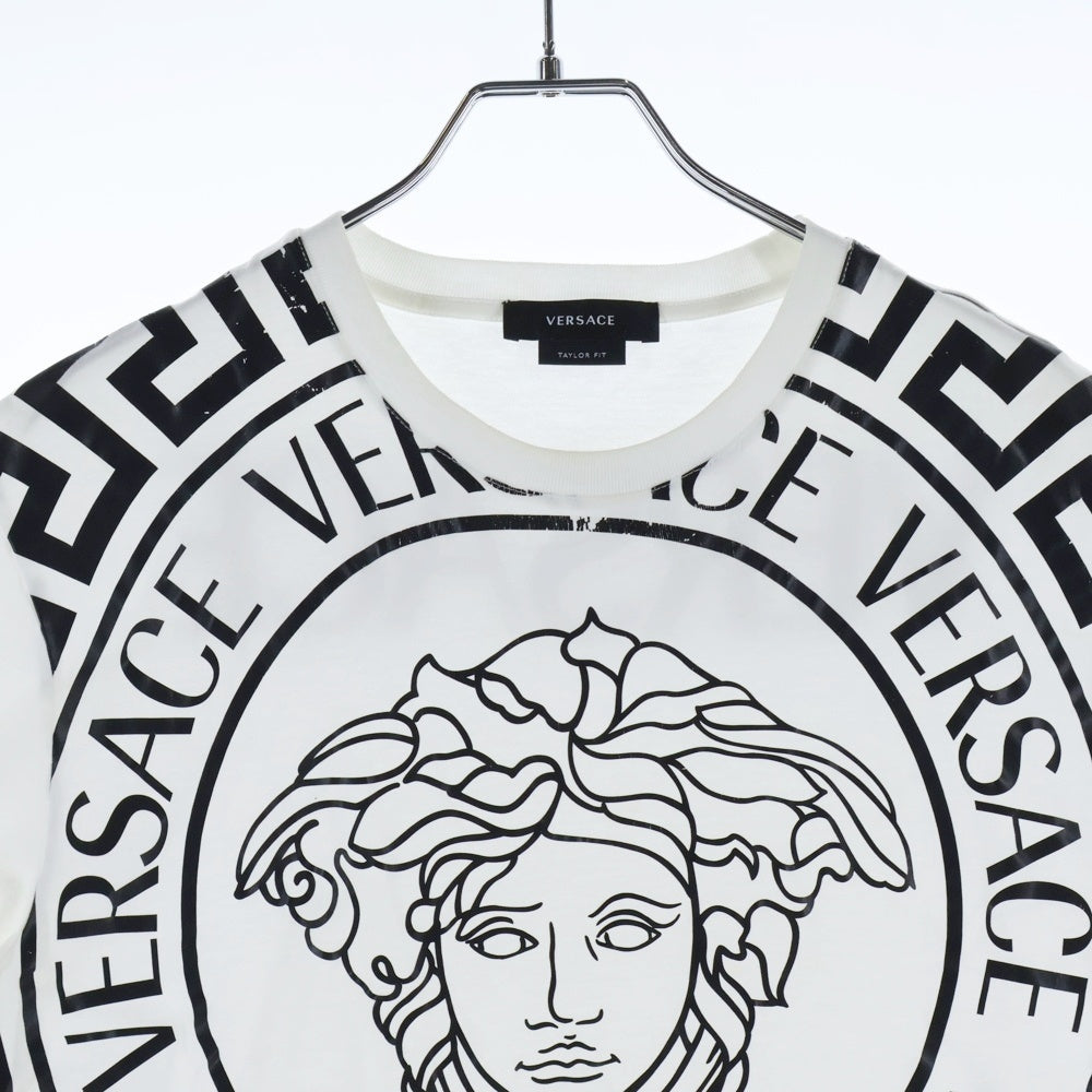 VERSACE(ヴェルサーチ) ロゴプリントデザイン 半袖Tシャツ カットソー ホワイト