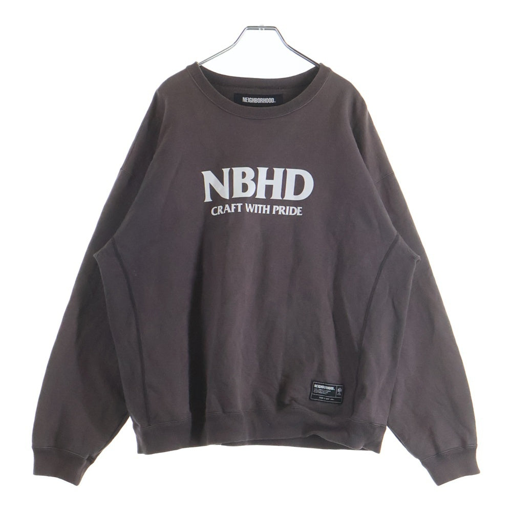NEIGHBORHOOD(ネイバーフッド) CLASSIC SWEAT SHIRT LS クラシックスウェットシャツ ロングスリーブ ロゴプリントクルーネックスウェットトレーナー 252UWNH-CSM01 ブラウン