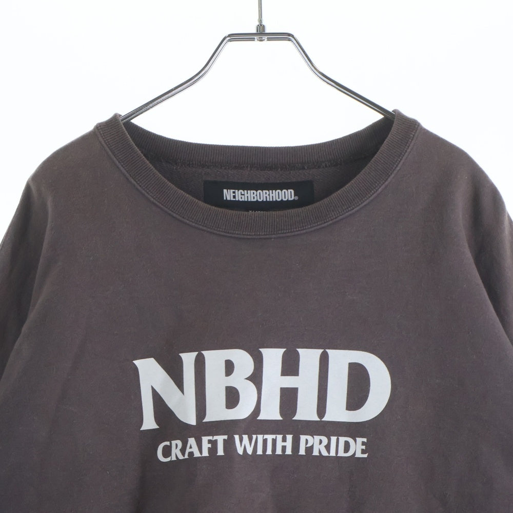 NEIGHBORHOOD(ネイバーフッド) CLASSIC SWEAT SHIRT LS クラシックスウェットシャツ ロングスリーブ ロゴプリントクルーネックスウェットトレーナー 252UWNH-CSM01 ブラウン