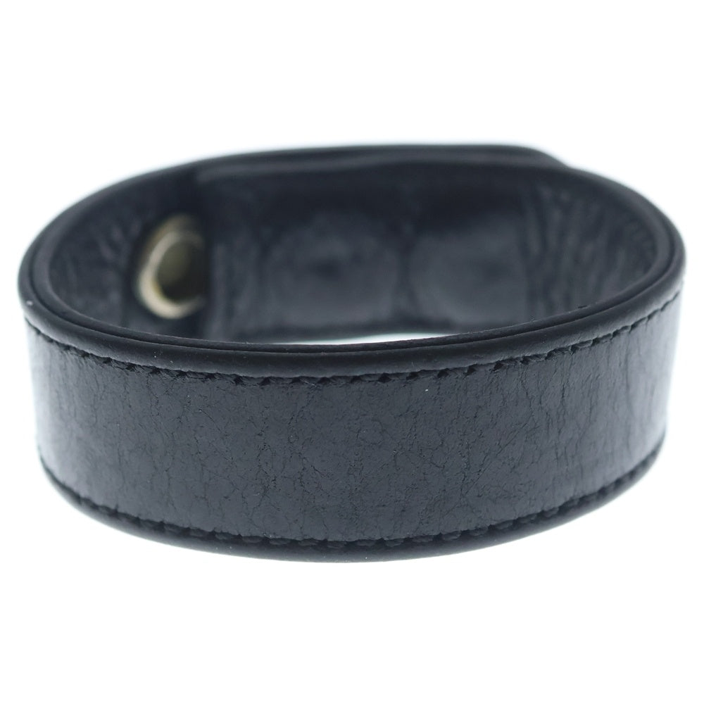 CHROME HEARTS(クロムハーツ) 3BTN 2SNP クロスボール 3ボタン2スナップ レザーブレスレット ブラック/シルバー BCA123