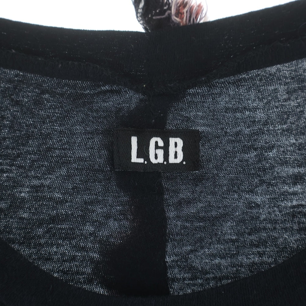 L.G.B.(ルグランブルー) Back Cross T-Shirts バッククロスTシャツ ペイントロゴハーフスリーブ半袖Tシャツ HSC-BCR/M 0061BCR ブラック