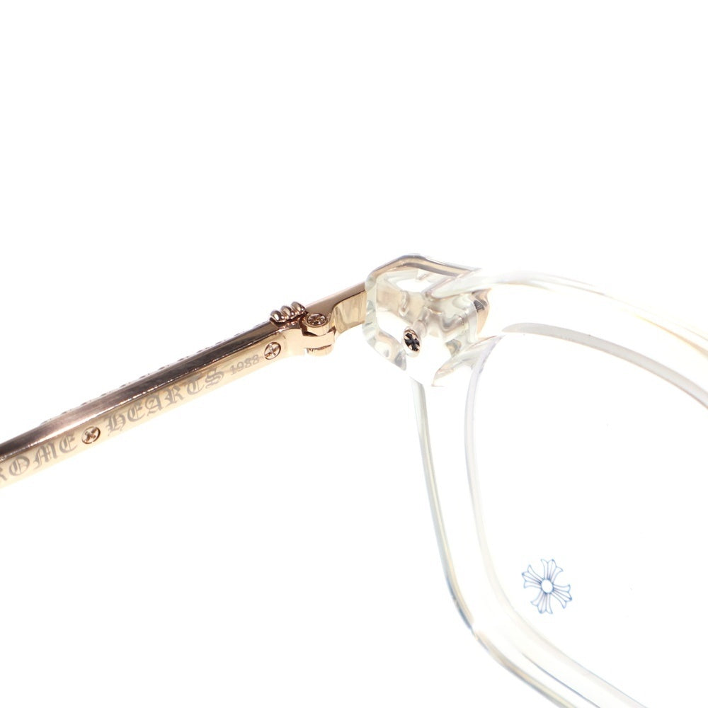 CHROME HEARTS(クロムハーツ) CUMPTION-A サイドフレアニー ゴールドフレーム ウェリントンサングラス アイウェア 眼鏡 ゴールド/クリア