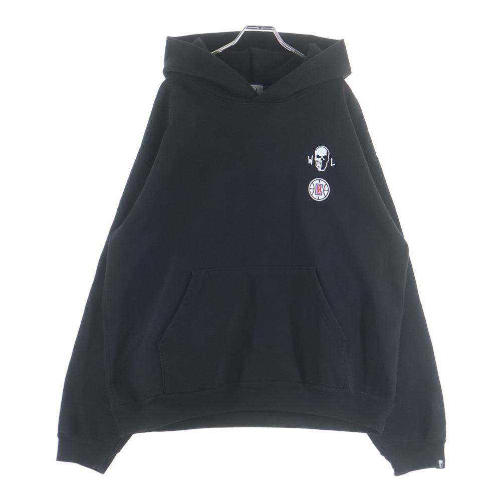 Warren Lotas(ウォーレンロータス) ×NBA Los Angels Clippers Hoodie ×エヌビーエー ロサンゼルスクリッパーズフーディー グラフィックプリントプルオーバースウェットパーカー ブラック